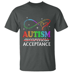Autism Awareness Acceptance T Shirt Advocate Educate Accommodate Include Infinity Symbol TS11 Dark Heather Print Your Wear