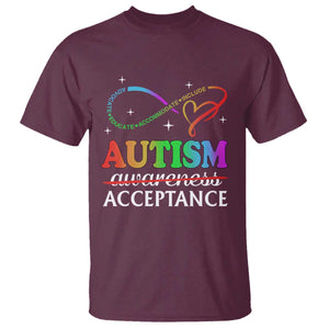 Autism Awareness Acceptance T Shirt Advocate Educate Accommodate Include Infinity Symbol TS11 Maroon Print Your Wear