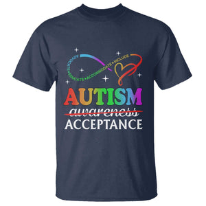 Autism Awareness Acceptance T Shirt Advocate Educate Accommodate Include Infinity Symbol TS11 Navy Print Your Wear