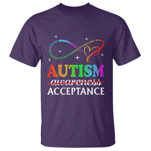 Autism Awareness Acceptance T Shirt Advocate Educate Accommodate Include Infinity Symbol TS11 Purple Print Your Wear