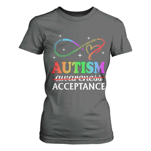 Autism Awareness Acceptance T Shirt For Women Advocate Educate Accommodate Include Infinity Symbol TS11 Dark Heather Print Your Wear