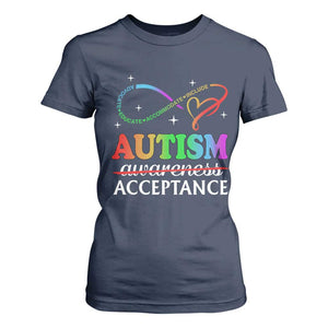 Autism Awareness Acceptance T Shirt For Women Advocate Educate Accommodate Include Infinity Symbol TS11 Navy Print Your Wear