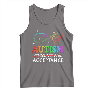 Autism Awareness Acceptance Tank Top Advocate Educate Accommodate Include Infinity Symbol TS11 Deep Heather Print Your Wear