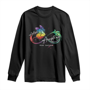 Autism Awareness Acceptance Red Instead Long Sleeve Shirt Infinity Symbol Rainbow Butterfly Feather TS11 Black Print Your Wear
