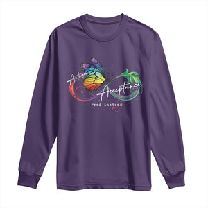 Autism Awareness Acceptance Red Instead Long Sleeve Shirt Infinity Symbol Rainbow Butterfly Feather TS11 Purple Print Your Wear