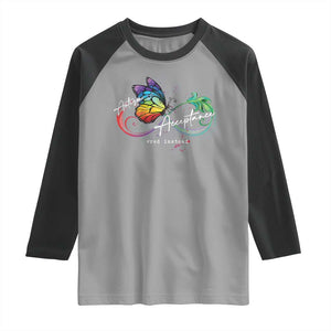 Autism Awareness Acceptance Red Instead Raglan Shirt Infinity Symbol Rainbow Butterfly Feather TS11 Sport Gray Black Print Your Wear