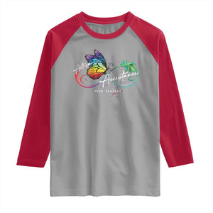 Autism Awareness Acceptance Red Instead Raglan Shirt Infinity Symbol Rainbow Butterfly Feather TS11 Sport Gray Red Print Your Wear