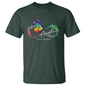 Autism Awareness Acceptance Red Instead T Shirt Infinity Symbol Rainbow Butterfly Feather TS11 Dark Forest Green Print Your Wear
