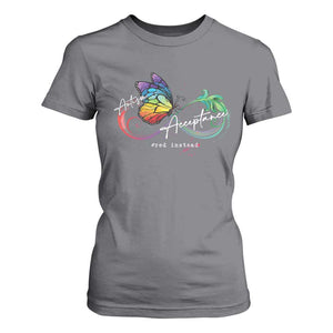 Autism Awareness Acceptance Red Instead T Shirt For Women Infinity Symbol Rainbow Butterfly Feather TS11 Charcoal Print Your Wear