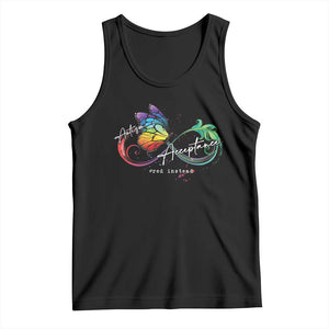 Autism Awareness Acceptance Red Instead Tank Top Infinity Symbol Rainbow Butterfly Feather TS11 Black Print Your Wear