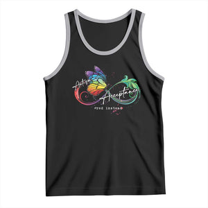 Autism Awareness Acceptance Red Instead Tank Top Infinity Symbol Rainbow Butterfly Feather TS11 Black Athletic Heather Print Your Wear