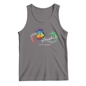 Autism Awareness Acceptance Red Instead Tank Top Infinity Symbol Rainbow Butterfly Feather TS11 Deep Heather Print Your Wear