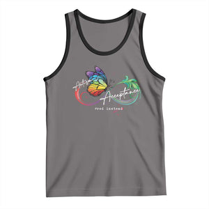 Autism Awareness Acceptance Red Instead Tank Top Infinity Symbol Rainbow Butterfly Feather TS11 Deep Heather Black Print Your Wear