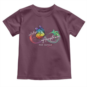 Autism Awareness Acceptance Red Instead Toddler T Shirt Infinity Symbol Rainbow Butterfly Feather TS11 Maroon Print Your Wear