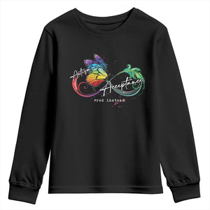 Autism Awareness Acceptance Red Instead Youth Sweatshirt Infinity Symbol Rainbow Butterfly Feather TS11 Black Print Your Wear