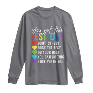 Funny Test Day Long Sleeve Shirt You Got This Don't Stress Rock The Test TS11 Charcoal Print Your Wear