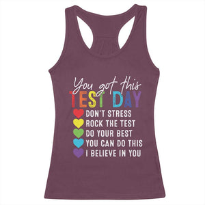 Funny Test Day Racerback Tank Top You Got This Don't Stress Rock The Test TS11 Maroon Print Your Wear