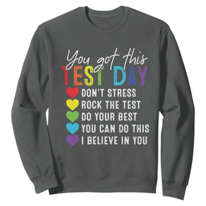 Funny Test Day Sweatshirt You Got This Don't Stress Rock The Test TS11 Dark Heather Print Your Wear