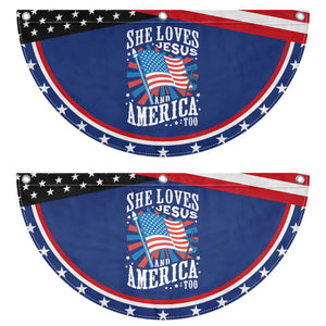 Funny She Loves Jesus And America Too Patriotic Fan Flag 4th Of July Christian American Flag