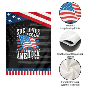 Funny She Loves Jesus And America Too Garden Flag 4th Of July Patriotic Christian American Flag TS11 Print Your Wear