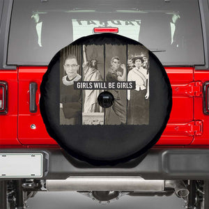 Girls Will Be Girls Spare Tire Cover Feminist Empowerment Historical Icons TS11 Black Print Your Wear