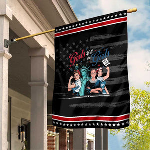 Girl Will be Girls Patriotic Feminist 4th of July Garden Flag TS11 Distressed Black Red Print Your Wear