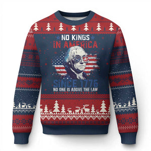 Funny No King In America Since 1776 No One Is Above The Law Ugly Christmas Sweater George Washington TS11 Navy Red Print Your Wear