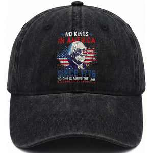 Funny No King In America Since 1776 No One Is Above The Law Washed Cotton Baseball Cap George Washington TS11 Print Your Wear