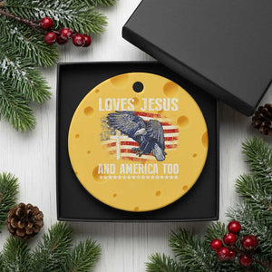 Funny Loves Jesus And America Too Ceramic Ornament 4th Of July Patriotic Christian Eagle American Flag TS11 1pc Yellow Cheese Print Your Wear