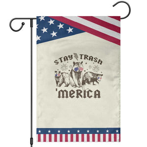 Funny Stay Trash Merica Garden Flag 4th Of July Racoon Opossum Badger TS11 Modern Beige Blue Print Your Wear