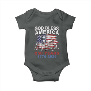 God Bless America 250 Years 1776 2026 Baby Onesie Christian Cross Eagle American Flag