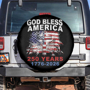 God Bless America 250 Years 1776 2026 Spare Tire Cover Christian Cross Eagle American Flag