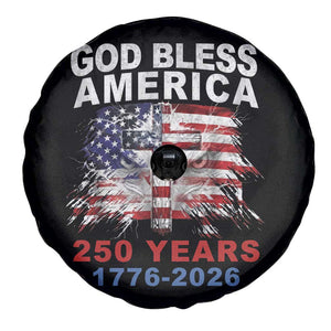 God Bless America 250 Years 1776 2026 Spare Tire Cover Christian Cross Eagle American Flag
