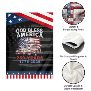 God Bless America 250 Years 1776 2026 Patriotic Garden Flag Christian Cross Eagle American Flag