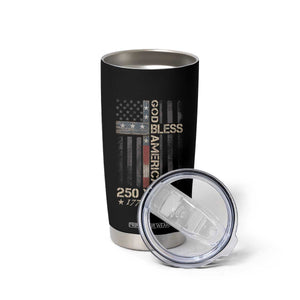 God Bless America 250 Years 1776 2026 Tumbler Cup Christian Cross American Flag