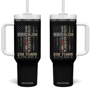 God Bless America 250 Years 1776 2026 Tumbler With Handle Christian Cross American Flag