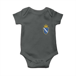 Bosnia and Herzegovina Flag Emblem with Crown Baby Onesie TS11 Dark Heather Print Your Wear