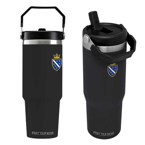 Bosnia and Herzegovina Flag Emblem with Crown Flip Straw Tumbler