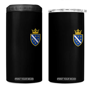 Bosnia and Herzegovina Flag Emblem with Crown 4 in 1 Can Cooler Tumbler