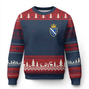 Bosnia and Herzegovina Flag Emblem with Crown Ugly Christmas Sweater