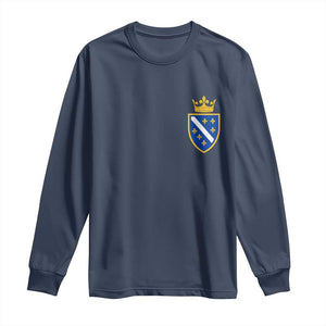 Bosnia and Herzegovina Flag Emblem with Crown Long Sleeve Shirt