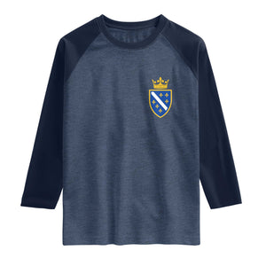 Bosnia and Herzegovina Flag Emblem with Crown Raglan Shirt