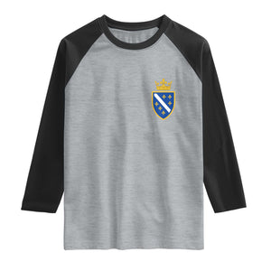 Bosnia and Herzegovina Flag Emblem with Crown Raglan Shirt