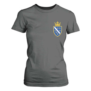 Bosnia and Herzegovina Flag Emblem with Crown T Shirt For Women TS11 Dark Heather Print Your Wear