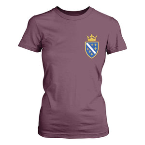 Bosnia and Herzegovina Flag Emblem with Crown T Shirt For Women TS11 Maroon Print Your Wear
