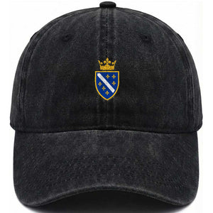 Bosnia and Herzegovina Flag Emblem with Crown Washed Cotton Baseball Cap