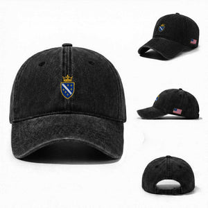 Bosnia and Herzegovina Flag Emblem with Crown Washed Cotton Baseball Cap