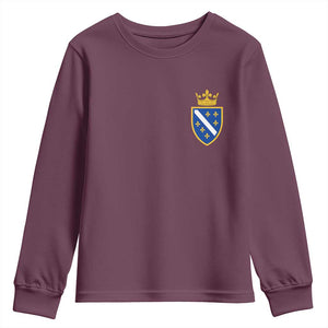 Bosnia and Herzegovina Flag Emblem with Crown Youth Sweatshirt