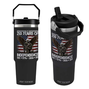 250 Years Of Independence Military Army Flip Straw Tumbler 250th Anniversary USA Bald Eagle