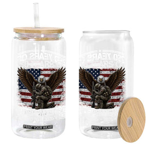 250 Years Of Independence Military Army Glass Can 250th Anniversary USA Bald Eagle